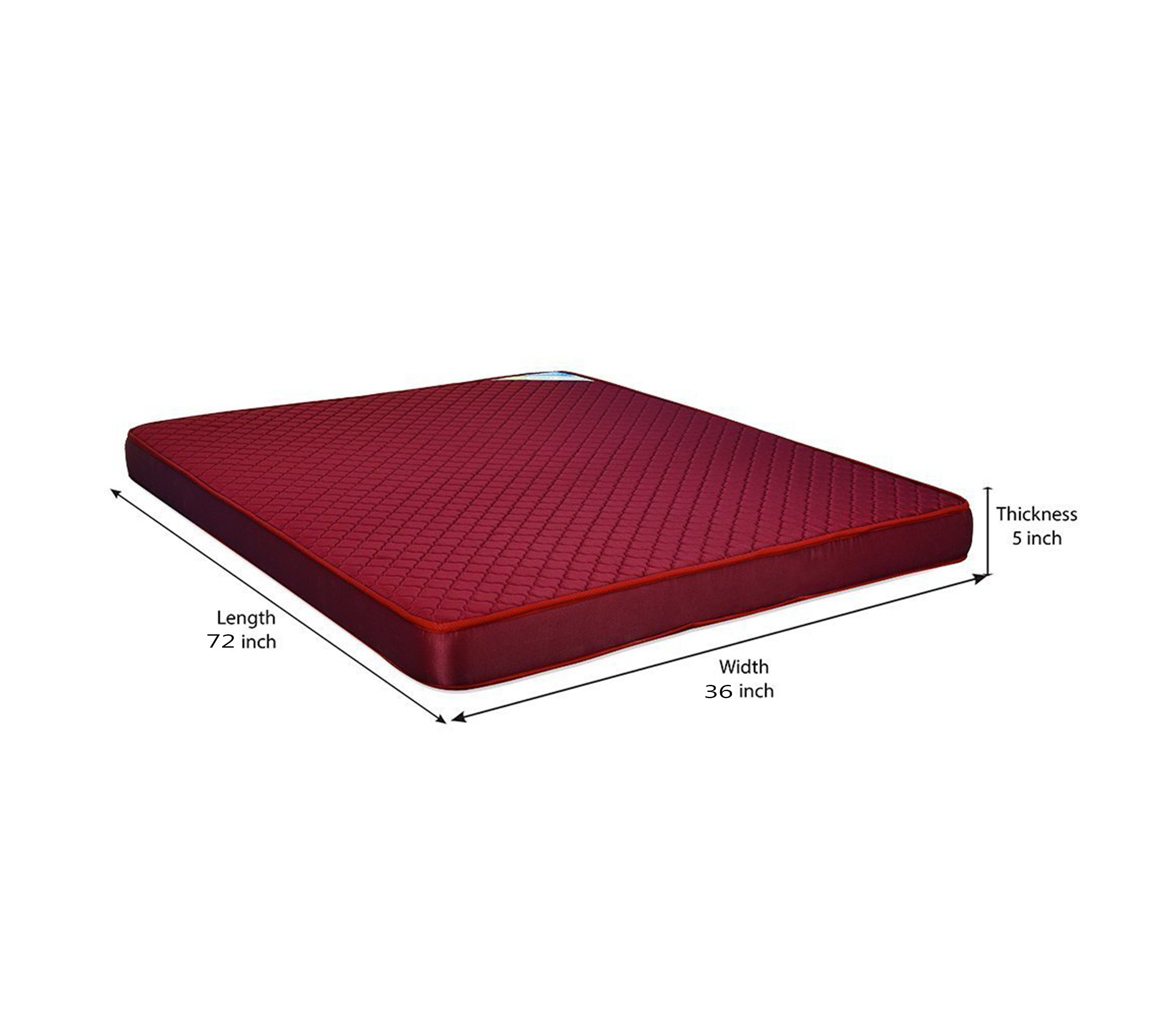 Nilkamal Executive 5-inch Single Size Foam Mattress (Maroon, 72x36x5) | HOMEGENIC.